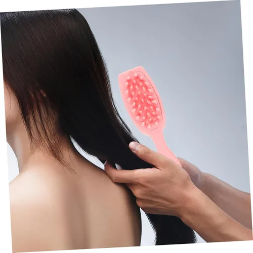 Vista 5 de Cepillo de silicona para lavar el cabello con asa, peine para caspa, cepillo para champú para el cabello, cepillo exfoliante para limpieza