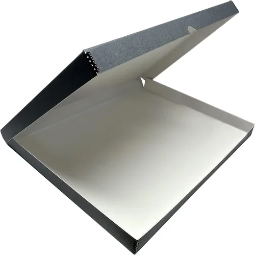 Vista 23 de Lineco Caja de almacenamiento de folio de archivo. Caja de almacenamiento con borde de metal, tapa de concha. 9.5 x 12.5 x 1.75 pulgadas.