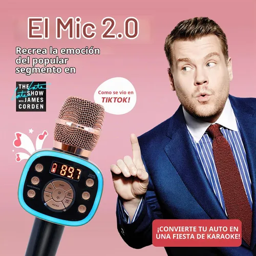 Vista 2 de Máquina de Karaoke para Compartir Viaje para Niños y Adultos, Micrófono de Karaoke Inalámbrico y Bluetooth Carpool Karaoke The Mic 2.0 - con Efectos