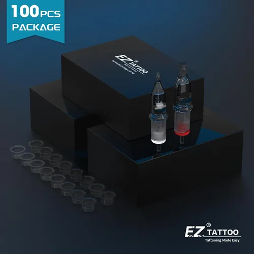 Vista 6 de EZ 100 agujas de cartucho de tatuaje Revolution surtidas 3RL 5RL 7RL 5RS 7RS 7M1 9M1 11M1 9CM 15CM con 2 agarres de aluminio agujas de tatuaje