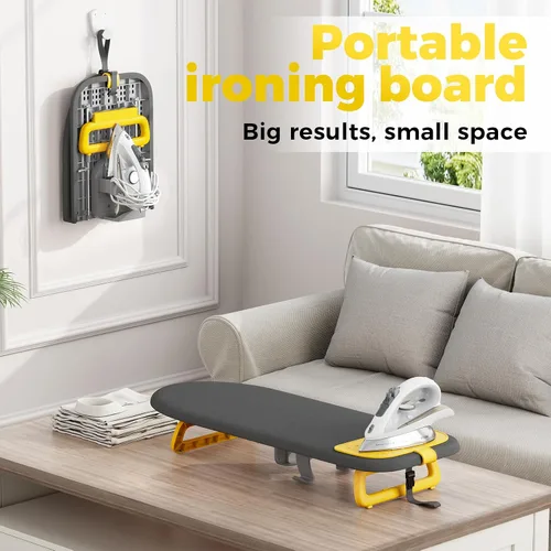Vista 9 de KINGBOARD Tabla de planchar de mesa, pequeña tabla de planchar con soporte para planchar, mini tabla de planchar plegable, fácil almacenamiento