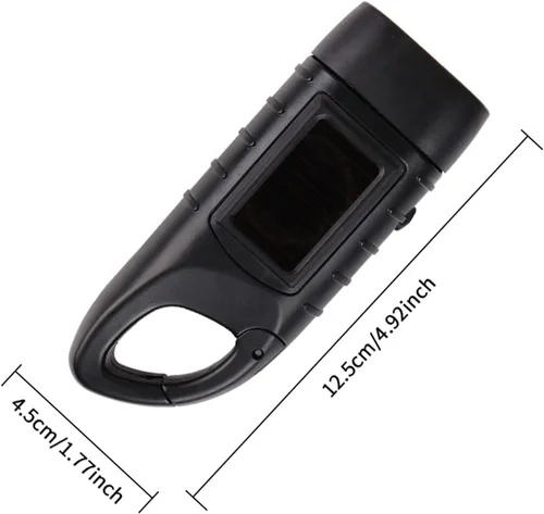 Vista 7 de Hand Crank Solar Flashlight, Rechargeable Survival Light for Outdoor Camping, Hiking, Emergency, Plastic 4.9x1.8in