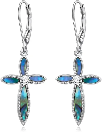 Vista 74 de Aretes colgantes de filigrana de plata de ley 925, margarita, loto, flor de rosa, piedra lunar, lágrima para mujer, nudo celta infinito, margarita