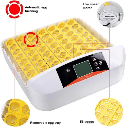 Vista 2 de Incubadora de huevos con giro automático de huevos y control de humedad, incubadora para incubar huevos con controlador de temperatura y vela LED