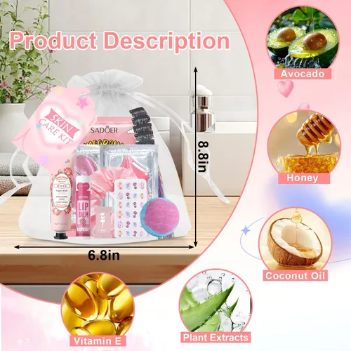 Vista 8 de 144 piezas de suministros de fiesta de spa para niñas y mujeres, los recuerdos incluyen máscaras faciales, cuidado de la piel, crema de manos