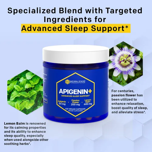 Vista 8 de NATURAL STACKS Apigenin for Sleep + Magtech Magnesium Supplement Bundle - Apoya el sueño y la salud cerebral* - 210 cápsulas totales