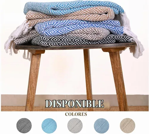 Vista 5 de RAJRANG - Manta azul aguamarina con borla bohemia, 50 x 60 pulgadas, súper suave, 100% algodón, cálida manta decorativa para sofá, sillas y sofá
