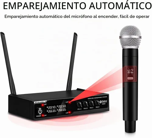 Vista 8 de D Debra Audio VM304 Sistema de micrófono inalámbrico VHF con cuatro micrófonos de mano con interfaz XLR para el hogar, karaoke, boda, conferencia