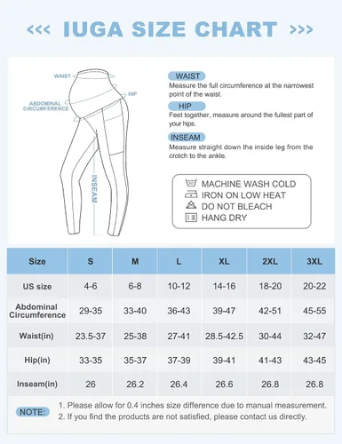 Vista 7 de IUGA Leggings de maternidad sobre el vientre, leggings de entrenamiento de maternidad con bolsillos, leggings de embarazo para mujer, ropa deportiva