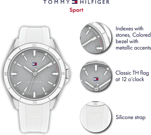 Vista 4 de Tommy Hilfiger Reloj de cuarzo de acero inoxidable para mujer con correa de silicona blanco 19 Modelo 1782478 Blanco Reloj de cuarzo