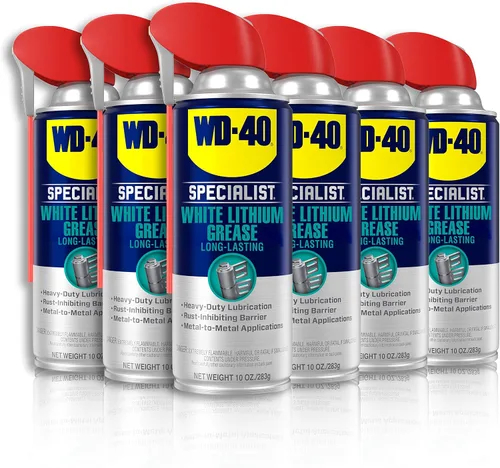Vista 2 de WD-40 Specialist Spray de Grasa de Litio Blanco con Smart Straw que Rocía de 2 Formas, 10 OZ [Paquete de 6] & Specialist Lubricante Seco con Smart