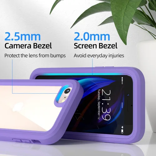 Vista 13 de WXR Funda para iPhone SE 2022/2020, iPhone 8/7/6S/6, parachoques de silicona suave y parte trasera e interior de policarbonato duro transparente