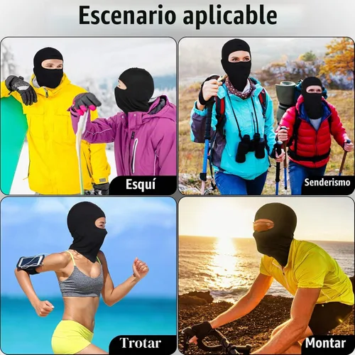 Vista 6 de Máscara de esquí de 8 piezas, máscara de cara completa, protección UV, pasamontañas de seda de hielo de verano, polaina para el cuello, para mujeres