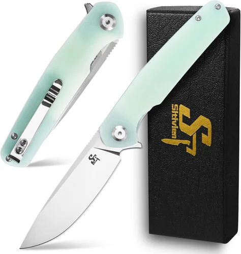 Vista 9 de Sitivien Cuchillo plegable ST102, hoja de acero D2+cuchillo de bolsillo con mango G10, cuchillo de herramienta EDC para exteriores, campamento