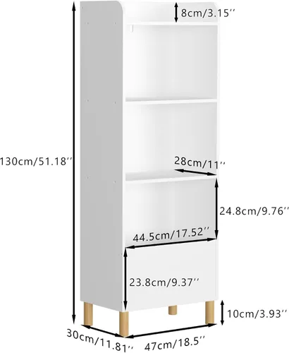 Vista 3 de CuisinSmart Estantería para niños, estantería infantil de 4 niveles, estantería para niños, armario de almacenamiento de juguetes, estantería
