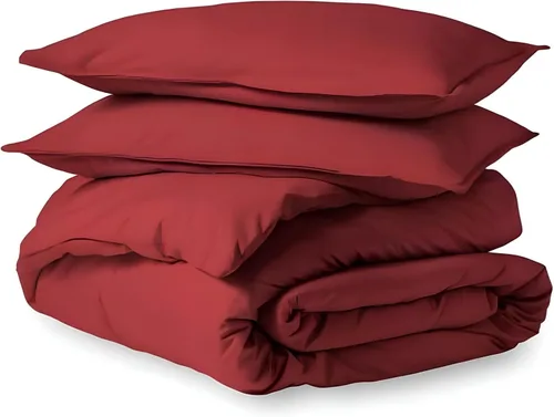 Vista 2 de INDACORIFY Juego de 3 piezas de funda de edredón de algodón rojo, ropa de cama bohemia 100% algodón lavado, exclusiva funda de edredón Uo, ropa
