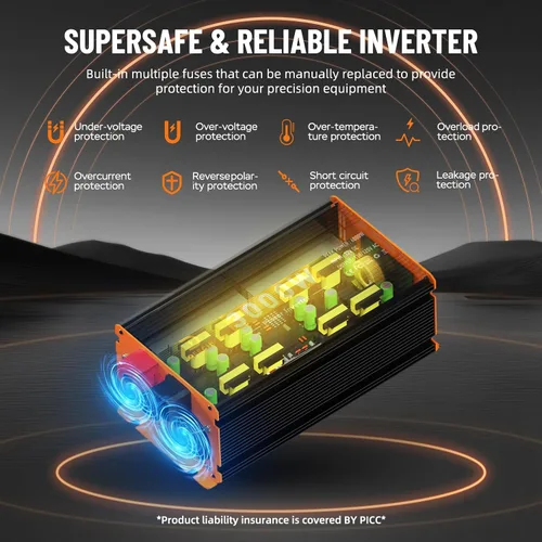 Vista 4 de Inversor de corriente de 3000 W de 12 V CC a 110 V/120 V CA convertidor para RV/camión/barco/campamento/inversor de energía solar fuera de la red