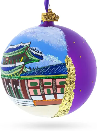 Vista 3 de Gyeongbokgung Palace, Seúl, Corea del Sur, adorno de bola de cristal de 4 pulgadas