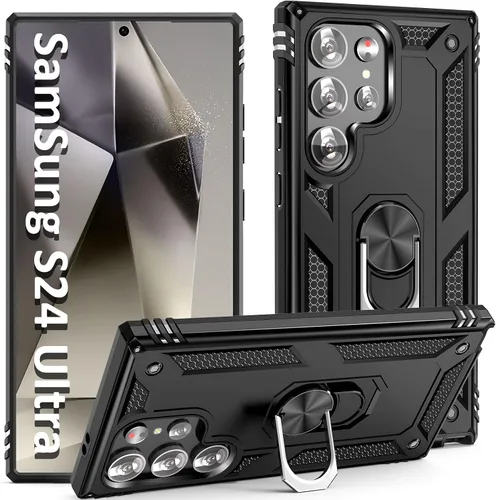 Vista 17 de Funda S24 Plus, S25 Plus, para Samsung S24+/S25+, con anillo de soporte, soporte ajustable, grado militar, protección resistente, a prueba de Azul