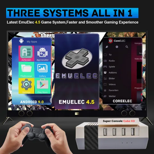 Vista 2 de Kinhank Super Console CUBE X3 Retro Video Game Console with 100000+Games,Game Consoles with EmuElec 4.5Android 9.0CoreE,8K Output,2.4+5G,BT