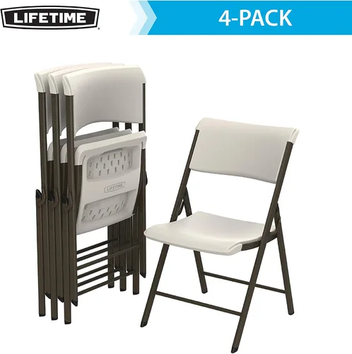 Vista 4 de LIFETIME Silla plegable con marco A, paquete de 4, almendra