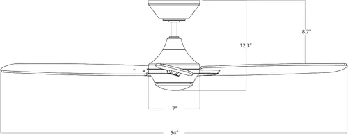 Vista 9 de WAC Lighting Blitzen Ventilador de techo inteligente de aluminio de 3 aspas en níquel cepillado