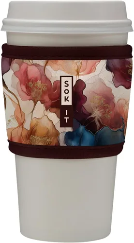 Vista 45 de Sok It HotSok Coffee & Tea - Funda de neopreno con aislamiento reutilizable (floral abstracto)