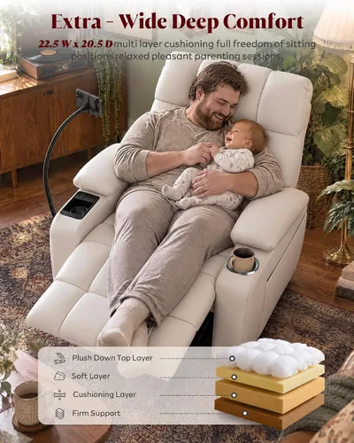 Vista 8 de HOPUBUY Silla reclinable mecedora eléctrica con reposabrazos ajustable