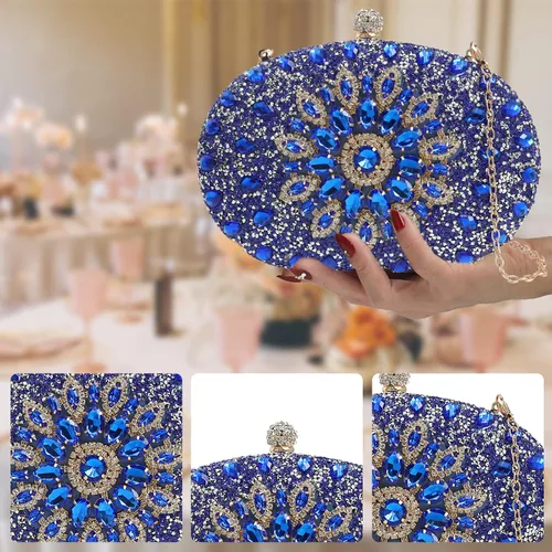 Vista 5 de Bolso de noche para mujer, bolso de mano con lentejuelas brillantes