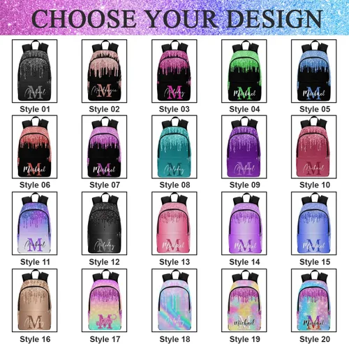 Vista 2 de MyPupSocks Mochila escolar personalizada con nombre personalizado mochila unisex, Multi 00, Personalizado
