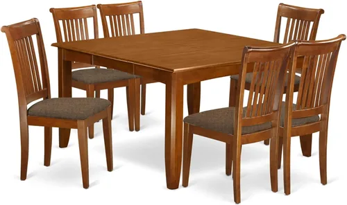Vista 11 de East West Furniture PFPO5-SBR-C - Juego de mesa de cocina de 5 piezas para 4 personas, incluye una mesa de comedor cuadrada con hojas de mariposa