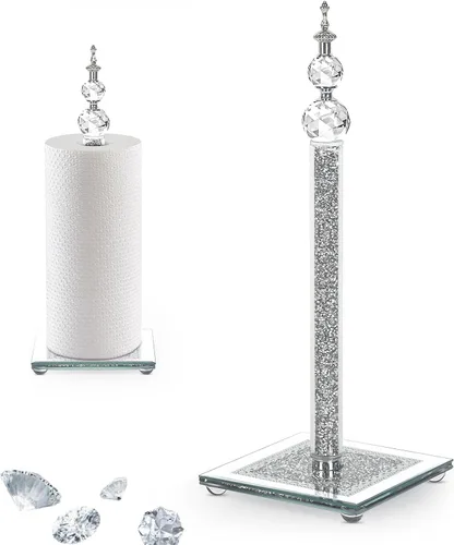 Vista 12 de Soporte decorativo para toallas de papel, dispensador de toallas de papel de cristal dorado, soporte para rollo de papel higiénico de decoración