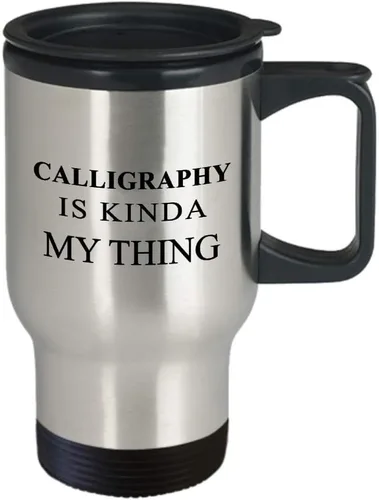 Vista 2 de Gifts for Calligraphy Lover Travel Mug Insulated Coffee Tumbler - Calligrapher Writing Lettering Visual Art Design Artist Hobby Passion Hobbyist