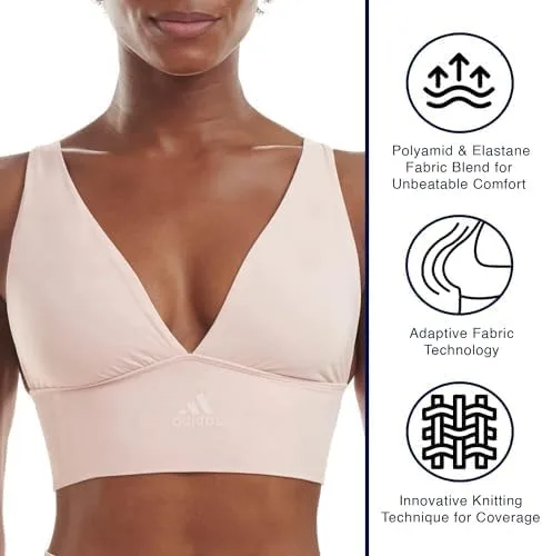 Vista 5 de adidas Brasier micro elástico para mujer, comodidad y apoyo sin costuras