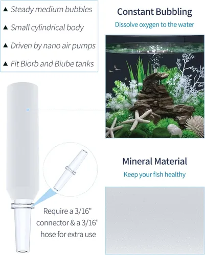 Vista 4 de Pawfly Acuario de repuesto de piedra de aire burbujeador para acuario para tubo clásico específico de flujo de halo y Life Fish Tanks Mini