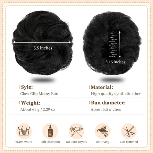Vista 2 de Extensiones de cabello con moño desordenado, ondulado, rizado, moño desordenado, para mujer