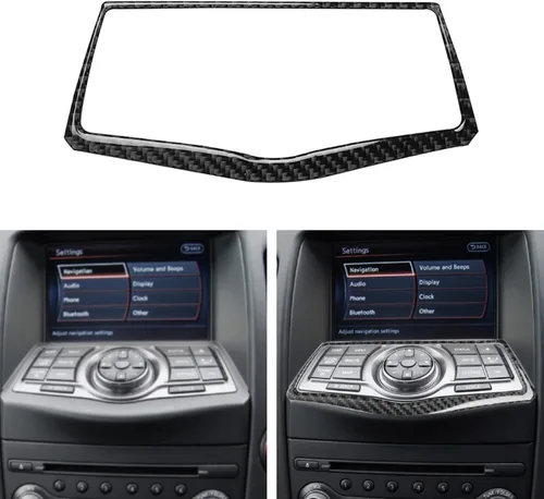 Vista 38 de Adhesivo decorativo de fibra de carbono suave para el interior del automóvil, velocímetro de control central, compatible con Nissan 370Z Z34 2019