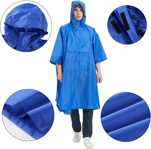 Vista 6 de UNISTRENGH Poncho impermeable Ripstop con capucha versátil, impermeable, impermeable, impermeable, para senderismo, senderismo, senderismo