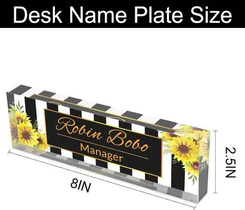 Vista 2 de Placa de nombre de escritorio personalizada de bloque de acrílico personalizado para oficina, placa de escritorio personalizada, decoración