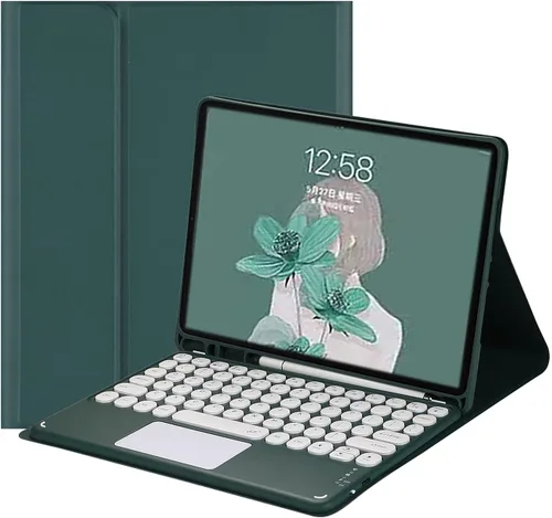 Vista 9 de Funda de Teclado Táctil para Galaxy Tab S6 Lite 10.4 pulgadas 2024/2022/2020 Funda de Teclado con Touchpad Teclado Desmontable Teclas Redondas