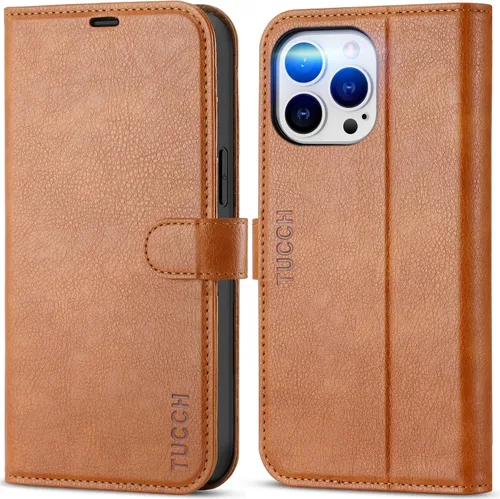 Vista 10 de Funda tipo billetera TUCCH para iPhone 14 Pro Max de 6.7", con bloqueo RFID, soporte para 4 tarjetas [carcasa interior de TPU a prueba de golpes]