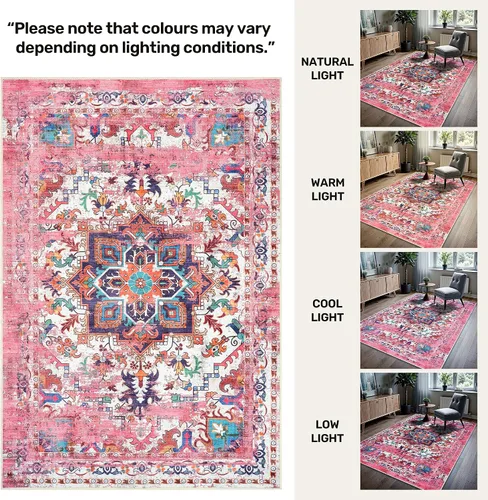 Vista 129 de GLN Rugs Traditional Collection - Alfombra de felpilla lavable a máquina, tradicional lavable, antideslizante, alfombra de felpilla de pelo corto