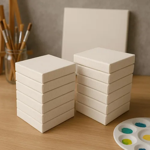 Vista 5 de LWR CRAFTS Mini lienzo estirado de 2 x 2 pulgadas, paquete de 12