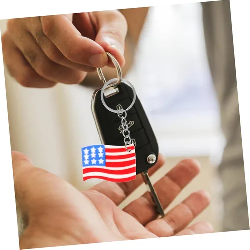 Vista 2 de CORHAD Bandera de Estados Unidos, 12 piezas, llavero para bolso, cartera, llavero, cartera, llavero, bolso, recuerdos, bandera de gel de sílice