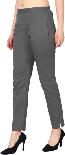 Vista 5 de ladyline Pantalones rectos elásticos de algodón para mujer, cierre elástico, un bolsillo Negro
