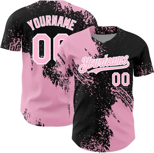 Vista 45 de Camiseta de béisbol personalizada con patrón de cepillo de béisbol, camisas de béisbol personalizadas, uniforme deportivo, número de nombre cosido