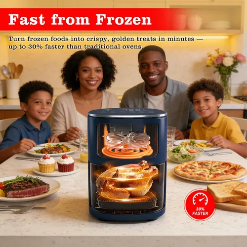 Vista 6 de CARORI Freidora de aire de 6 cuartos con ventana de visión, 12 preajustados, gran capacidad, 400 ℉ máximo crujiente, 1700 W comidas rápidas incluso
