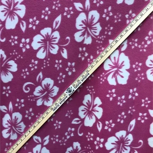 Vista 3 de Tela de vellón estampado floral azul hibisco / 58 pulgadas de ancho/vendido por yarda