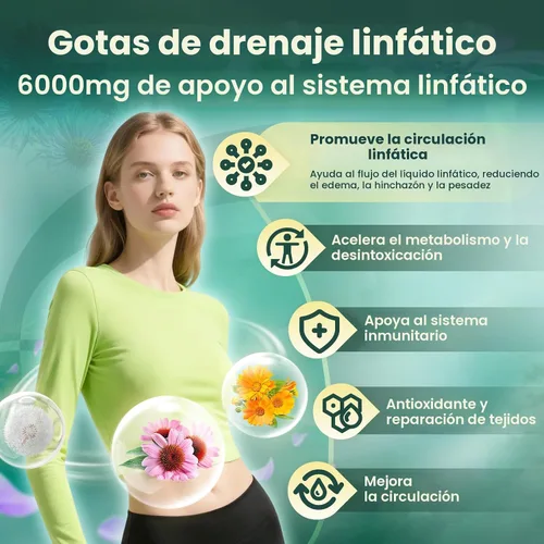 Vista 2 de Gotas de drenaje linfático 21 en 1 para liposomal, 6000 mg Suplemento de apoyo del sistema inmunológico y linfático para mujeres y hombres