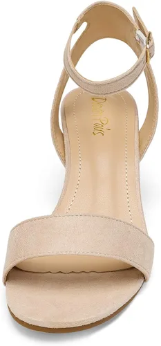Vista 4 de DREAM PAIRS - Sandalias de tacón grueso y bajo para mujer, con correa al tobillo y puntera abierta, sandalias elegantes para fiestas